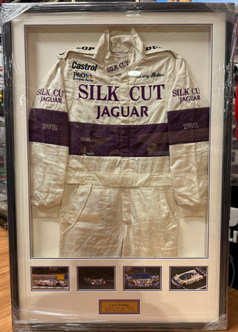 Larry Perkins Silk Cut Jaguar 1988 TWR Le Mans 24 Hour Framed Racing Suit